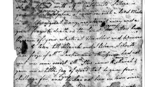 Daphney's letter to Christian Barnes, May 13, 1787 (Hingham Historical Society archives)
