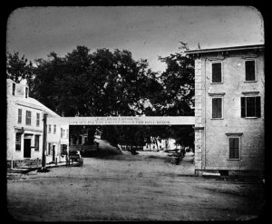 Hingham Square, looking south on Main Street, 1861.  
