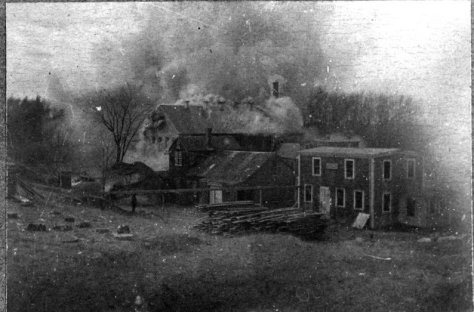 Fire at the Wilder Bucket Factory, Easter 1902. (Photo: Hingham Historical Society)
